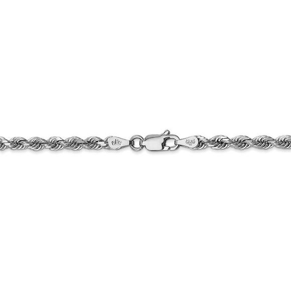 3.3mm, 14k White Gold D/C Quadruple Rope Chain Necklace, 24 Inch - Picture 4 of 8
